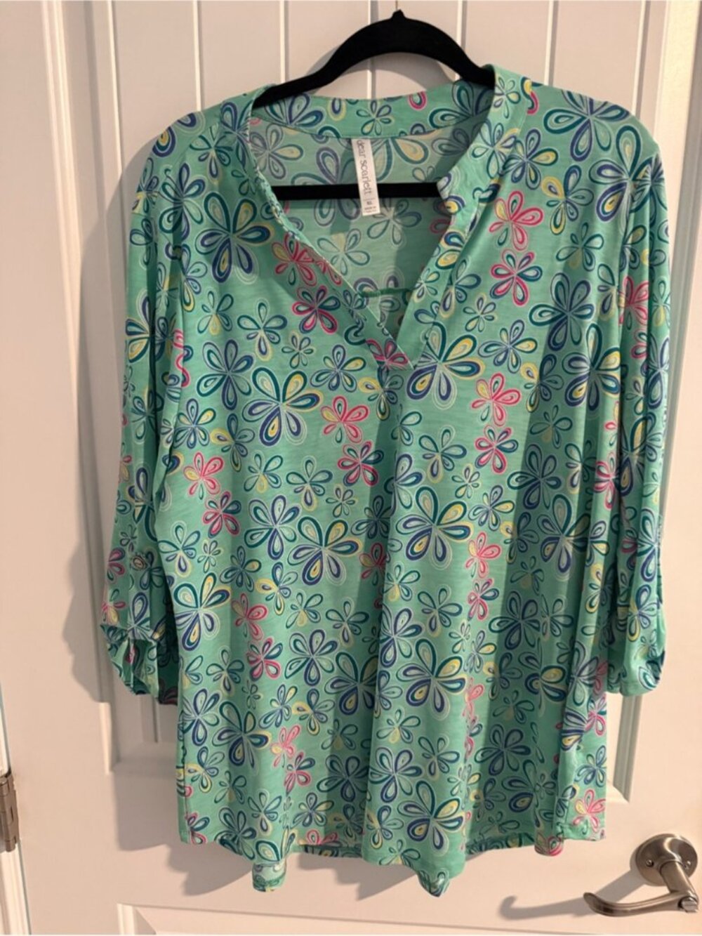 Dear Scarlett Mint Floral Print Tunic Top Size XL